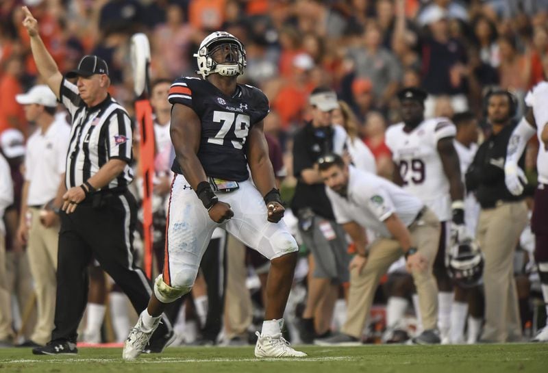Auburn defensive lineman Andrew Williams is one of 19 former Eagle's Landing Christian players found on college rosters in 2018. No Class A school had more than ELCA, which has won four straight state championships.