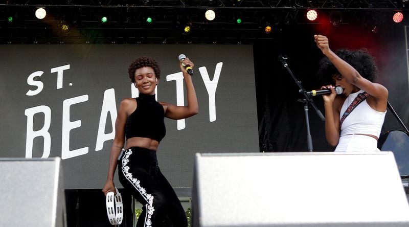 Atlanta natives St. Beauty, Alex Belle, left  and Isis V. Both, performing at ONE Music Fest at Central Park, Sunday, September 9, 2018. (Akili-Casundria Ramsess/Eye of Ramsess Media)