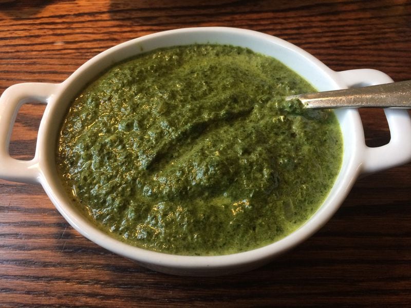 Saag paneer (cubes of cheese in spinach) is a vegetarian item at Pinch of Spice in Kennesaw. CONTRIBUTED BY WENDELL BROCK