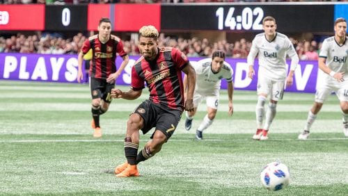 Atlanta United's Josef Martinez converts a penalty kick of Saturday's game against Vancouver at Mercedes-Benz Stadium. (Atlanta United)