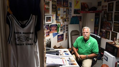 Longtime USC announcer Peter Arbogast sits in his office at the Santa Monica YMCA ,where he is a youth sports coodinator, on Wednesday, Aug. 8, 2018. (Wally SKalij/Los Angeles Times/TNS)