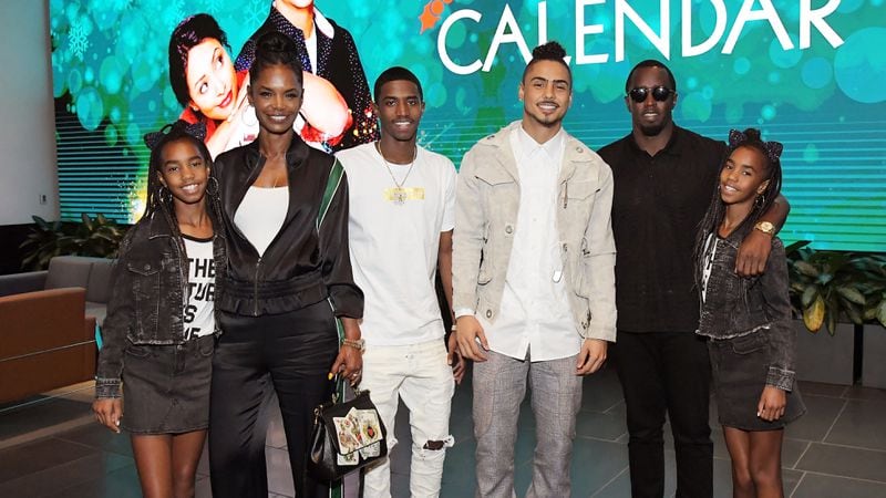 Kim Porter, Christian Casey Combs, Quincy Brown, Sean "Diddy" Combs, D'Lila Star Combs and Jessie James Combs attend 'The Holiday Calendar' Special Screening in Los Angeles in October 2018.