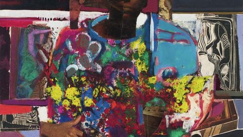 Artist and art historian David Driskell created this oil and collage work in 1972. He was influenced by the Black Arts Movement of the late 1960s and early 1970s, which emphasized themes tied to an appreciation of the African origins of Black Americans. Courtesy of DC Moore Gallery