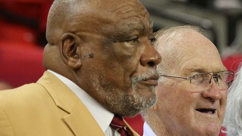 Falcons legends Claude Humphrey (left) and Tommy Nobis were fixtures on Atlanta's early teams. (Curtis Compton/AJC)
