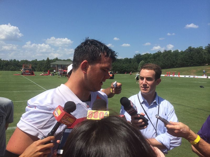 Falcons left tackle Jake Matthews after minicamp practice on June 16, 2015. (D. Orlando Ledbetter/AJC)