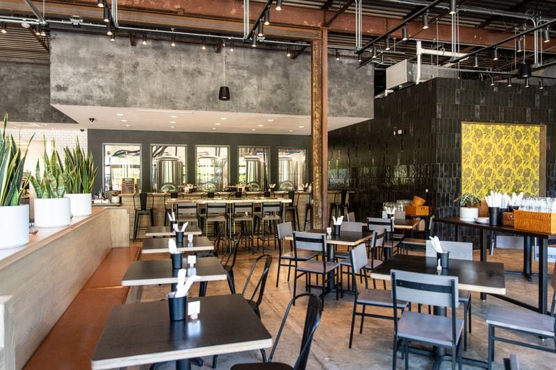 Biggerstaff is a handsome, expansive craft brewery, restaurant and coffee bar. Mia Yakel for The Atlanta Journal-Constitution 