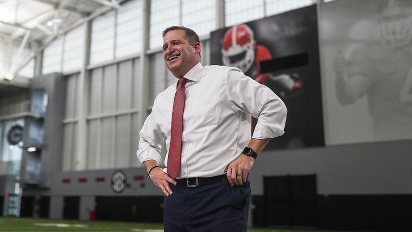 Georgia Athletic Director Josh Brooks, who succeeded Greg McGarity on Jan. 6, 2021, agreed to a four-year contract that will pay him $3.6 million. However, he remains one of the SEC's lowest-paid ADs. (UGA photo)