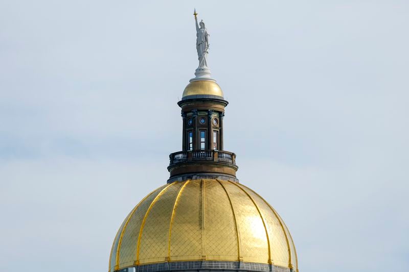 The top of the Georgia State Capitol building in Atlanta on Tuesday, Feb. 7, 2023. (Jason Getz/The Atlanta Journal-Constitution)