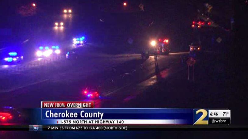 A fatal crash investigation shut down I-575 in Cherokee County for several hours overnight Wednesday.