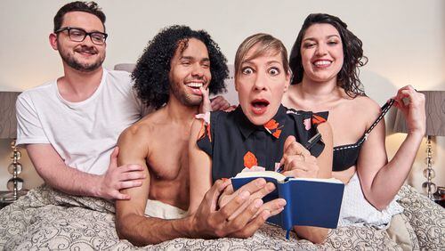 The cast of Atlanta playwright Daryl Lisa Fazio’s “The Flower Room” at Actor’s Express features Matthew Busch (from left), Joshua Quinn, Stacy Melich and Eliana Marianes. CONTRIBUTED BY CHRISTOPHER BARTELSKI