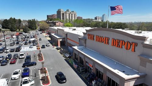 Aerial photograph shows The Home Depot Cumberland Store near the Home Depot Headquarters, Thursday, March 28, 2024, in Smyrna. Home Depot, the home improvement giant, said Thursday it will buy SRS Distribution for $18.3 billion, the largest acquisition ever by the company, as the retailer pushes deeper into the market serving residential contractors. (Hyosub Shin / Hyosub.Shin@ajc.com)