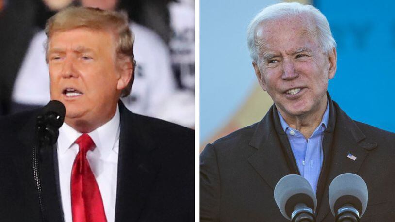 Donald Trump and Joe Biden campaigned in Georgia for the twin U.S. Senate runoffs on Monday, Jan. 4, 2021. Credit: Curtis Compton / Alyssa Pointer / AJC