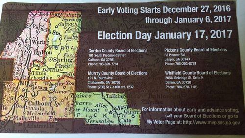 A mailer sent to voters in North Georgia gives the wrong date for a special election to fill the seat of state Sen. Charlie Bethel, who is leaving the Legislature to take a judgeship.