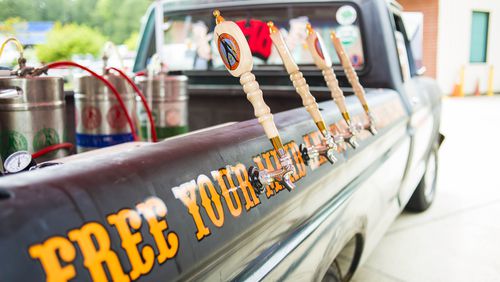 Draft beer is served directly from Burnt Hickory Brewery's truck, "The Rowdy."