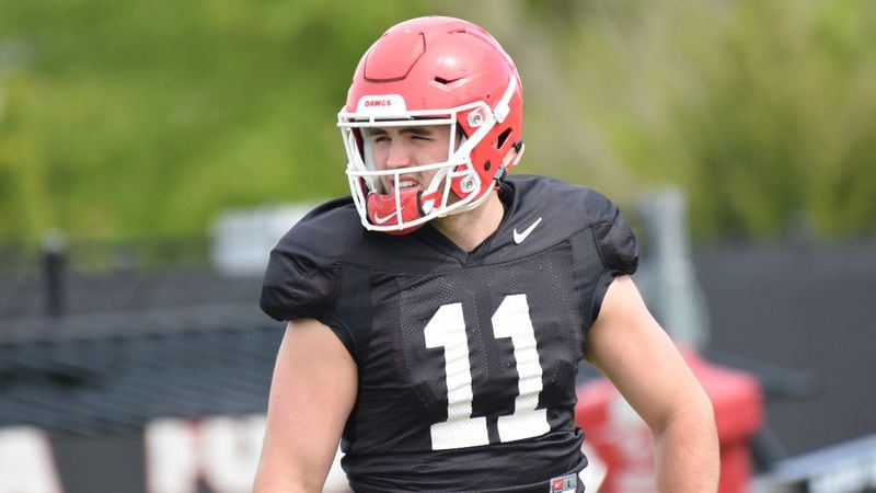 Georgia quarterback Jake Fromm (11) during the Bulldogs' practice Thursday, April 5, 2018, on the Woodruff Practice Fields in Athens.
