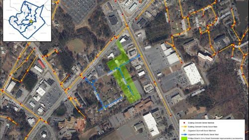 Lawrenceville and Gwinnett will partner to complete sewer upgrades on Sims and Phillips Streets west of Grayson Highway. (Courtesy City of Lawrenceville)