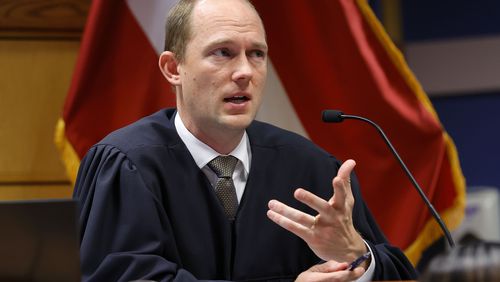Fulton County Superior Judge Scott McAfee presides in court during a hearing in the case of the State of Georgia v. Donald John Trump at the Fulton County Courthouse on March 1, 2024, in Atlanta. (Alex Slitz/Pool/Getty Images/TNS)