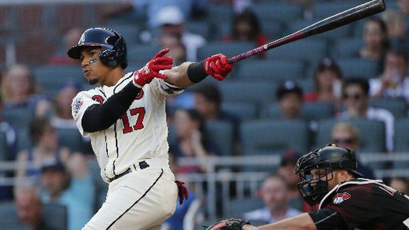 Braves infielder Johan Camargo was having a breakout rookie season before being sidelined for one month with knee injury. (AP Photo)