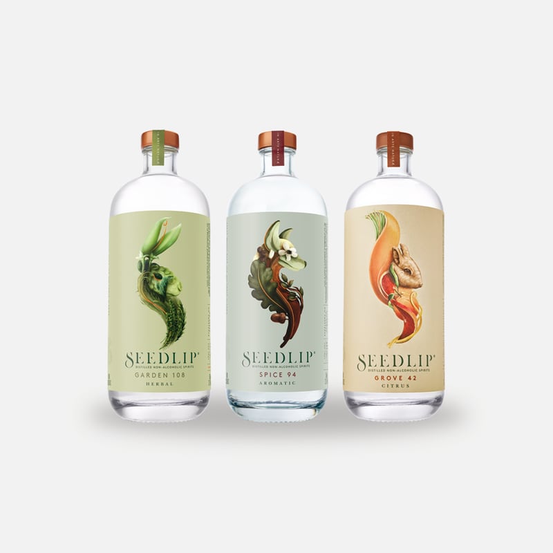 Seedlip has three expressions, all alcohol-, sugar-, and additive-free.