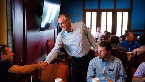 Lt. Gov. Casey Cagle campaigns for the Georgia governor's race during a meeting of the Gainesville Junior Chamber of Commerce in Gainesville, Ga., July 12, 2018. Cagle, a Republican, was captured criticizing the over-the-top tone of his own party's primary in a private conversation.