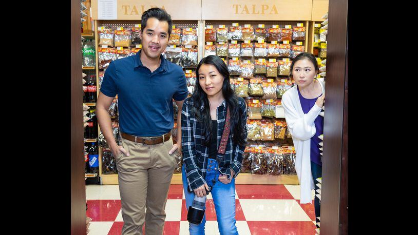 Aurora Theatre’s “Kim’s Convenience” features Ryan Vo (from left), Caroline Donica and Yingling Zhu.
Courtesy of Aurora Theatre/Casey Gardner Ford