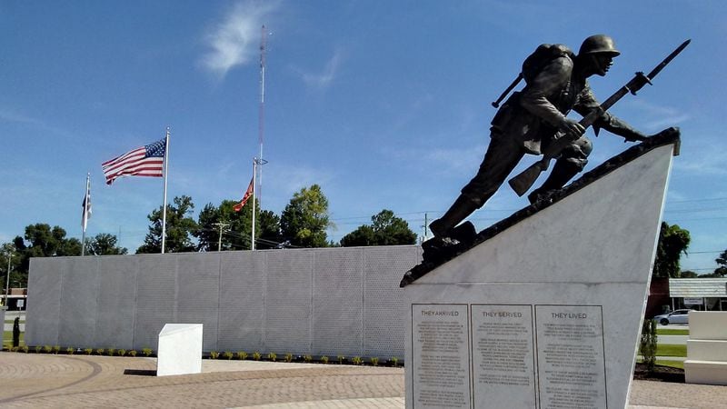 The Montford Point Marine Memorial at Lejeune Memorial Gardens in Jacksonville, N.C., commemorates the first African-American Marines to fight for their country during a time of segregation. Contributed by Blake Guthrie
