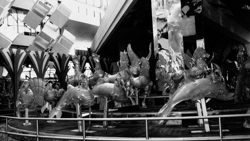 The park featured a carousel, a giant pinball machine ride and general psychedelic weirdness. Attendance was disappointing however and the park closed in November. (Kenneth Walker, AJC Collection at the GSU Archives, AJCP276-050i) 