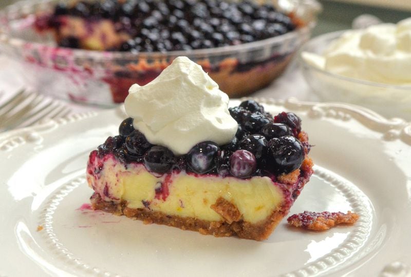 Zingy lemon and sweet blueberries pair nicely in Lemon and Blueberry Icebox Pie. STYLING BY WENDELL BROCK / CONTRIBUTED BY CHRIS HUNT PHOTOGRAPHY