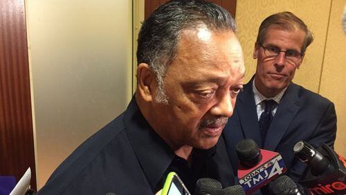 The Rev. Jesse Jackson speaks Thursday, July 28, 2016 to the Florida delegation at the Democratic National Convention in Philadelphia. (George Bennett/The Palm Beach Post)