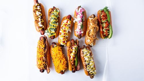 A variety of hot dogs from the menu of Hot Dog Pete's.