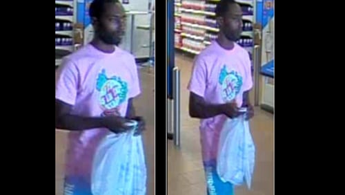 Gwinnett County police believe this man stole credit and debit cards from a car at Little Mulberrry Park and used them at a nearby Walmart.
