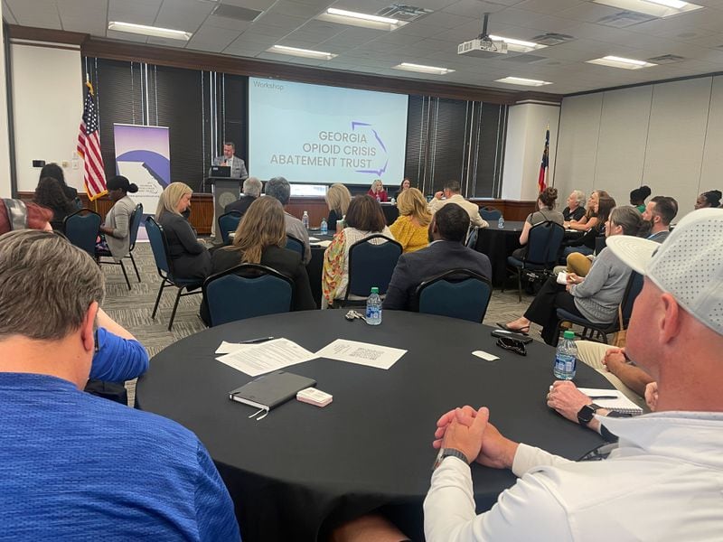 Kevin Tanner, commissioner of Georgia's Department of Behavioral Health & Developmental Disabilities, speaks at a workshop about applying for opioid abatement funds in Atlanta on Monday, April 8, 2024.