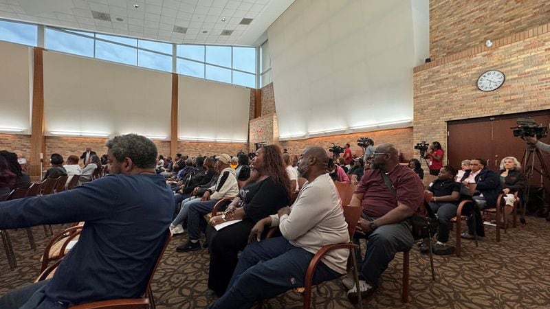 Riverdale residents get an update on a proposal to merge the city's fire department with Clayton County's on Wednesday.