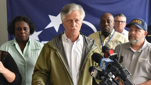 September 5, 2019 Savannah - Savannah Mayor Eddie DeLoach speaks during a press conference at Chatham County building in Savannah on Thursday, September 5, 2019. Hurricane Dorian has toppled trees and knocked out power to more than 15,000 customers in this region, including more than half of those on Tybee Island. Dorian grew into a Category 3 hurricane overnight as it drew power from warm Gulf Stream water and had weakened a bit by lunchtime Thursday. (Hyosub Shin / Hyosub.Shin@ajc.com)