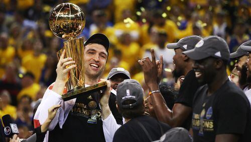 OAKLAND, CA - JUNE 12: Zaza Pachulia #27 of the Golden State Warriors celebrates after defeating the Cleveland Cavaliers 129-120 in Game 5 to win the 2017 NBA Finals at ORACLE Arena on June 12, 2017 in Oakland, California. NOTE TO USER: User expressly acknowledges and agrees that, by downloading and or using this photograph, User is consenting to the terms and conditions of the Getty Images License Agreement. (Photo by Ezra Shaw/Getty Images)