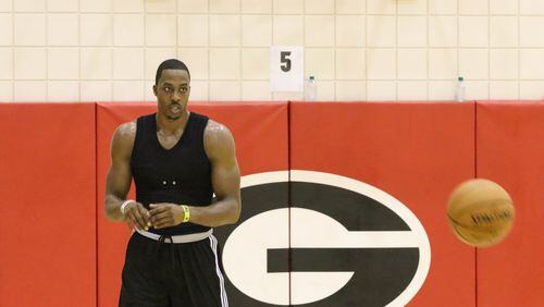 Dwight Howard during the Atlanta Hawks' training camp at Stegeman Coliseum in Athens, Georgia on Tuesday, Sept. 27, 2016. (Photo by Cory A. Cole)