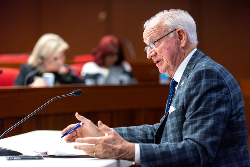 Sen. Max Burns, R-Sylviana, is the sponsor of Senate Bill 222, which would bar private donations to local Georgia election offices. “What’s happening is certain individuals selectively give to some communities and ignore others,” Burns said. (Arvin Temkar / arvin.temkar@ajc.com)