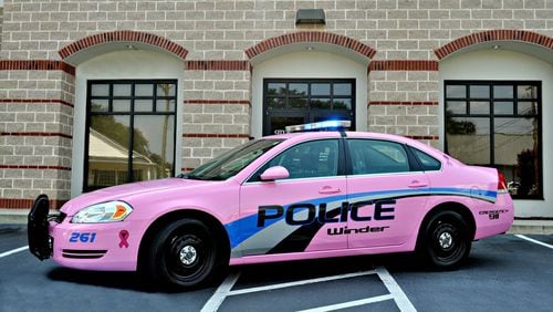 This Winder police car was painted pink to raise awareness of breast cancer. The patrol car will be used the entire month of October. (Credit: Winder Police Department)