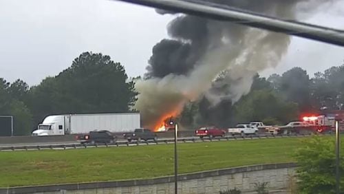 Multiple vehicles were involved in the fiery crash on I-75 South near Ga. 138, according to the WSB 24-hour Traffic Center.