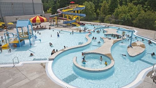 Mountain Park Aquatic Center in Gwinnett County has many features, including water slides, a Lazy River and zero-depth entry point. Contributed by Gwinnett County