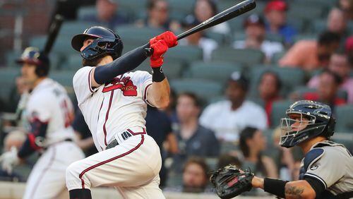 Shortstop Dansby Swanson follows through on a solo home run. The Braves had eight arbitration-eligible players: Swanson, outfielder Adam Duvall, third baseman Austin Riley, starting pitcher Max Fried, and relievers Luke Jackson, Sean Newcomb, Tyler Matzek and A.J. Minter.