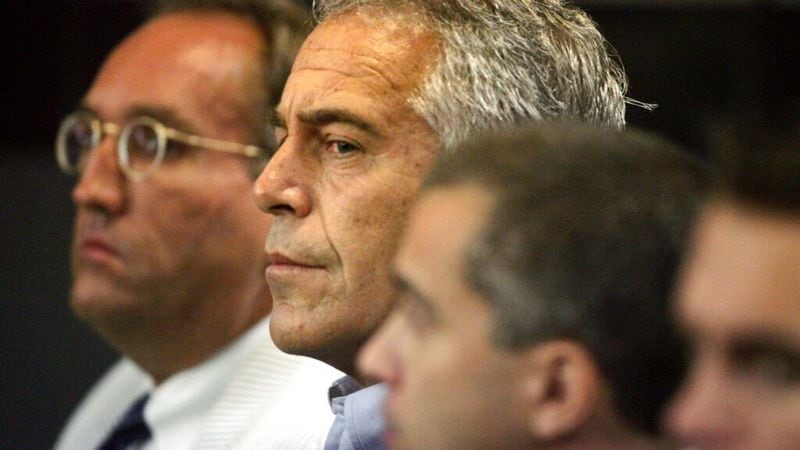In this July 30, 2008 file photo, Jeffrey Epstein is shown in custody in West Palm Beach, Fla. Epstein was arrested Saturday in New Jersey on federal sex trafficking charges, according to law enforcement authorities.