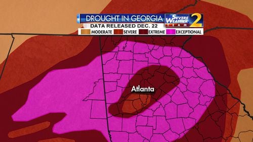 There have been few changes in drought conditions despite heavy rainfall in recent weeks. (Credit: Channel 2 Action News)