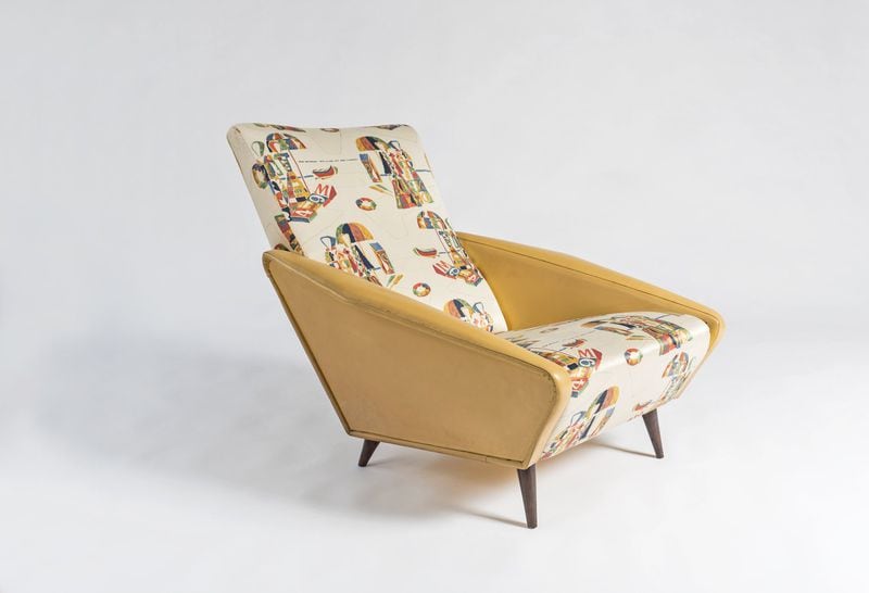 Distex armchair made by Cassina in walnut with skai and chintz fabric “La Legge Mediterranea” (a modern reprint of Gio Ponti’s original fabric design), designed by Ponti. CONTRIBUTED BY GEORGIA MUSEUM OF ART