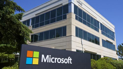 A building on the Microsoft Headquarters campus is pictured July 17, 2014 in Redmond, Washington. Microsoft said it has detected foreign cyberattacks from groups in Russia, China and Iran targeting the U.S. presidential political campaigns.   (Stephen Brashear/Getty Images)