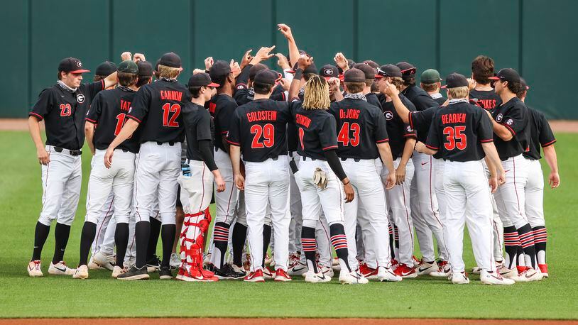 The Georgia Bulldogs won their third straight and sixth game in the last eight with an 8-7 win over Clemson Tuesday night at Foley Field. (Photo by Tony Walsh/UGA Athletics)