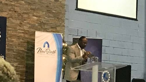 Bishop Stephen A. Davis, who recently resigned as the successor to the late Bishop Eddie L. Long at New Birth MIssionary Baptist Church in Stonecrest , returned to DeKalb County for a rousing Bible study at New Birth Family Church.