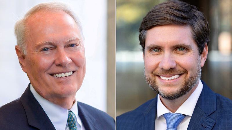 Joe Brannen (left) president and CEO of the Georgia Bankers Association, is retiring in July. His successor is Tripp Cofield (right).