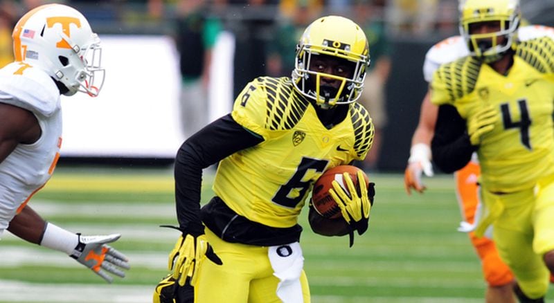 Oregon running back De'Anthony Thomas is one of the speedsters in the draft. (Steve Dykes / Associated Press)