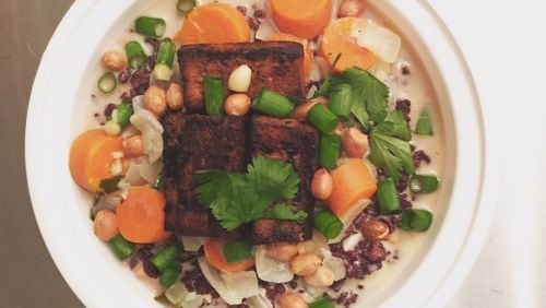 Healthy meals, such as this dish prepared using tofu, can be delivered right to your door in Atlanta.